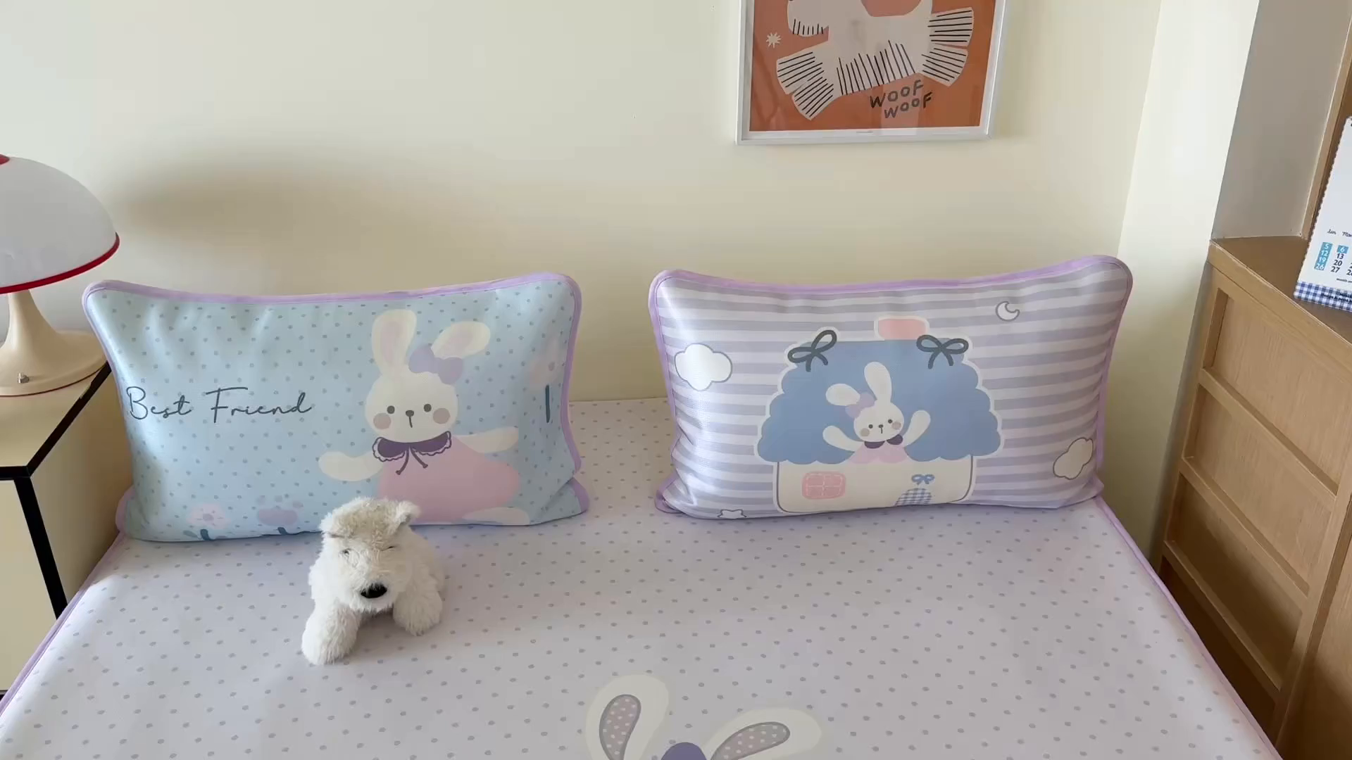 91家纺网 家纺一手货源 找家纺 美乐迪家纺 2025新款碳光凉感丝冰丝凉席席子 碎花小兔