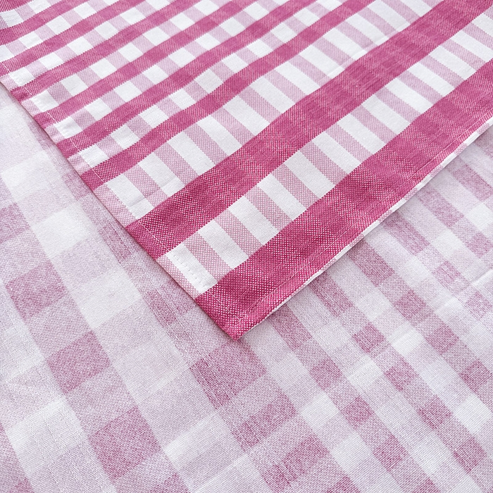 91家纺网 家纺一手货源 找家纺 红日子纺织品 2025新款直播热卖原棉提花锻条老粗布印花床单三件套 格调-粉