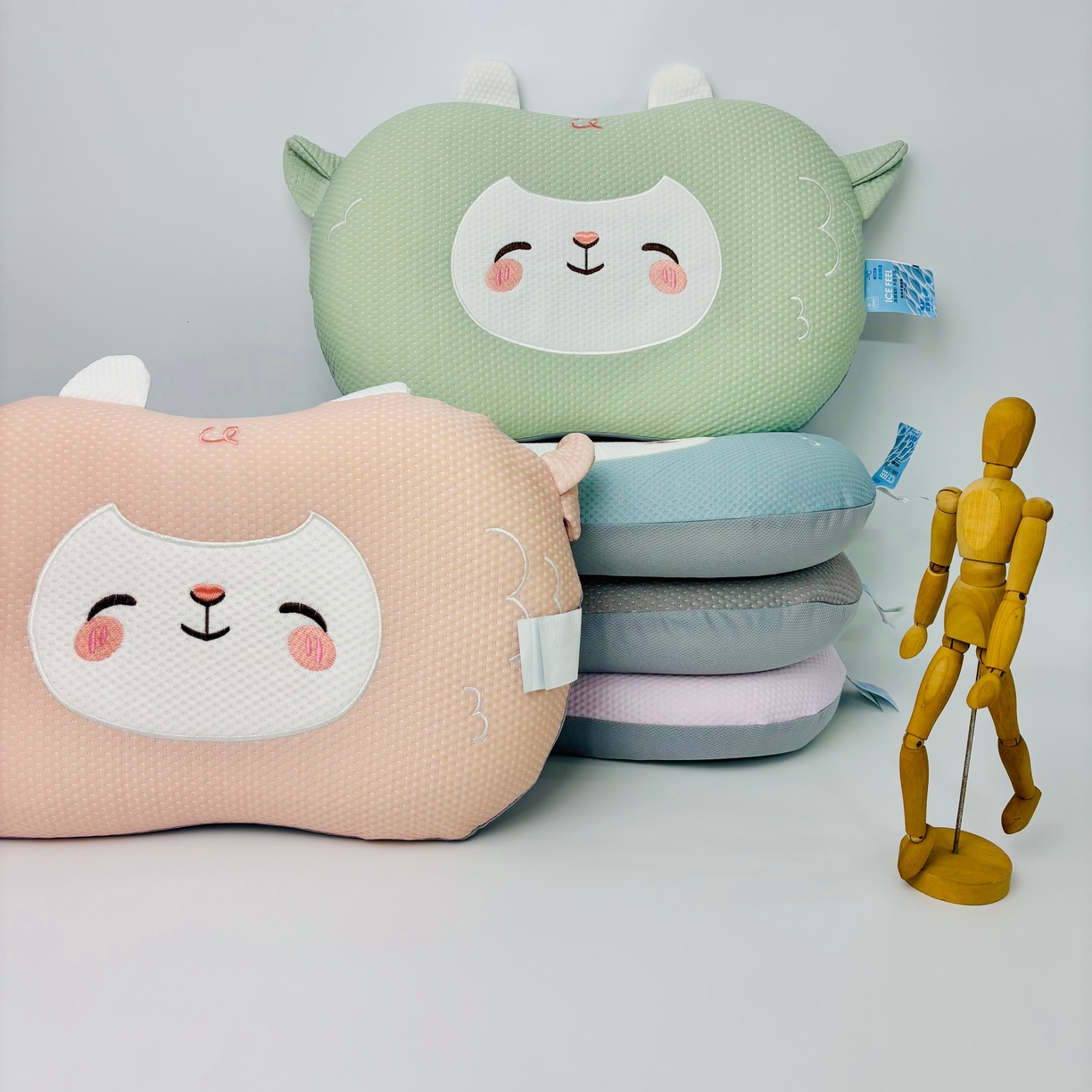 露函家居 2025春夏新款小羊款绣花凉豆豆猫肚枕单枕头枕芯 组合图静参考 35x55cm/只