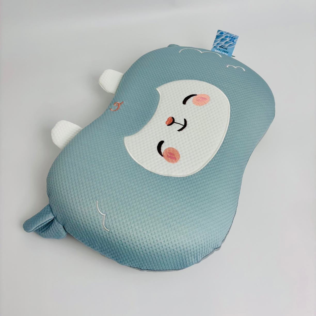 露函家居 2025春夏新款小羊款绣花凉豆豆猫肚枕单枕头枕芯 小羊款绣花凉豆豆-蓝色 35x55cm/只