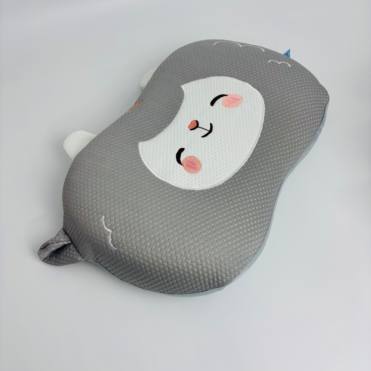 露函家居 2025春夏新款小羊款绣花凉豆豆猫肚枕单枕头枕芯 小羊款绣花凉豆豆-灰色 35x55cm/只