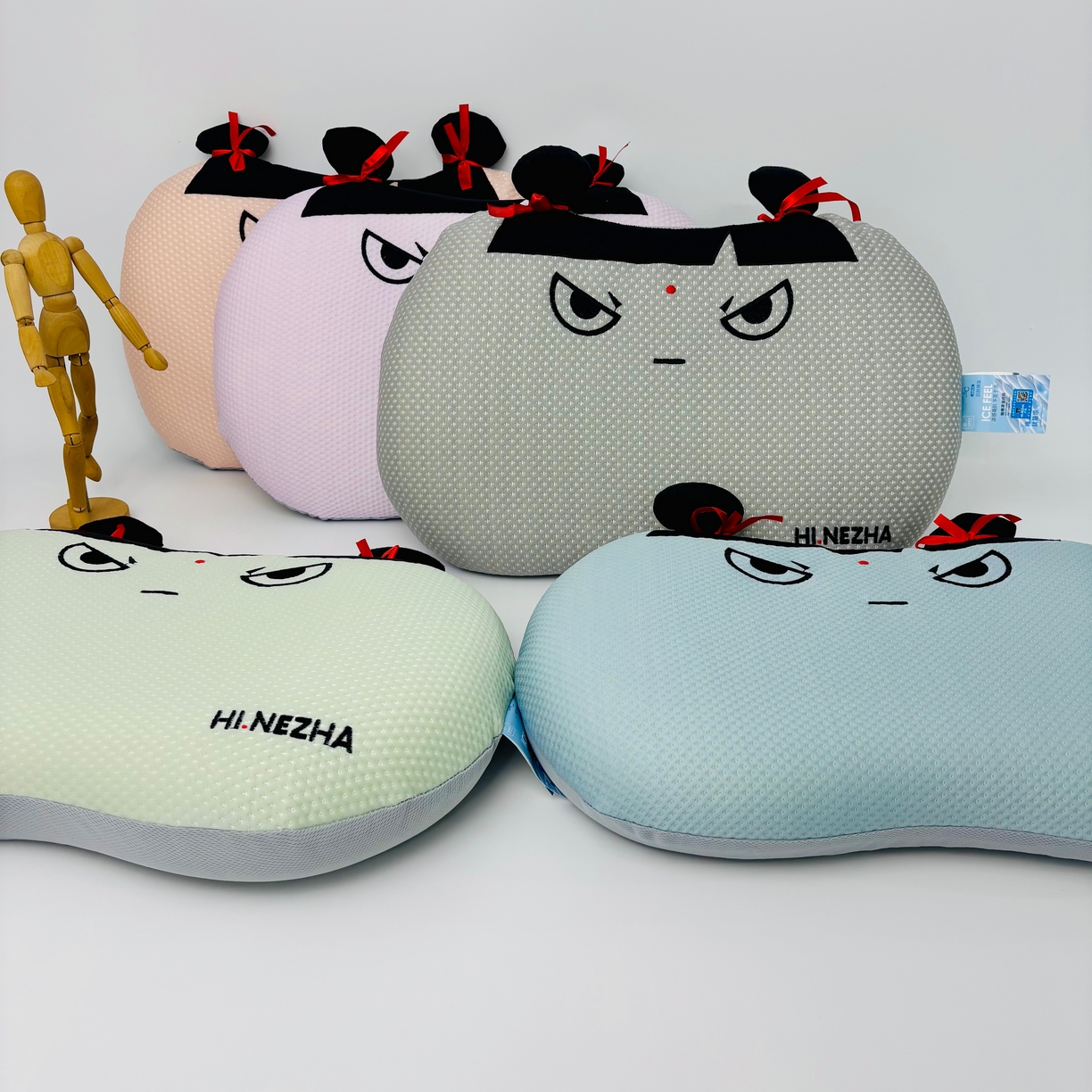91家纺网 家纺一手货源 找家纺 露函家居 2025春夏新款哪吒凉豆豆猫肚枕单枕头枕芯 组合图仅供参考 35x55cm/只
