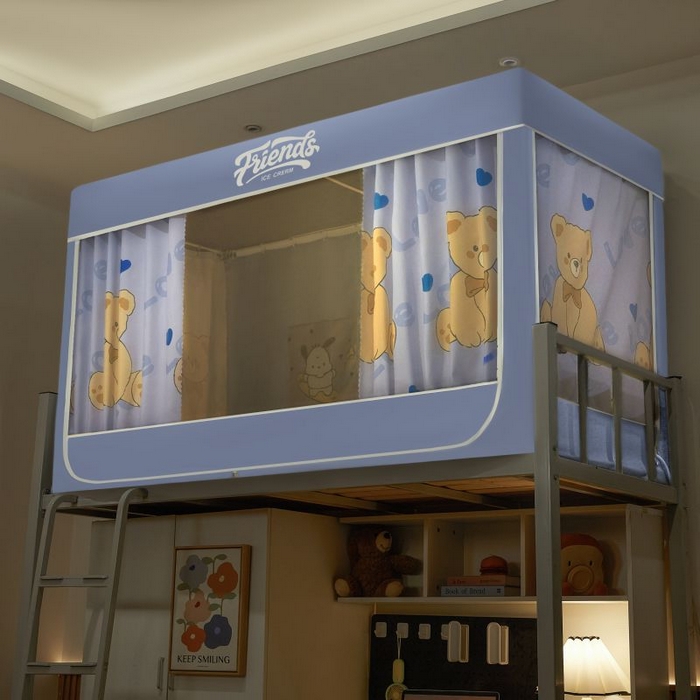 91家纺网 家纺一手货源 找家纺 爱上家居 2025新款遮光防蚊卡通学生蚊帐 泰迪熊