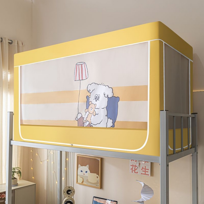 91家纺网 家纺一手货源 找家纺 爱上家居 2025新款遮光防蚊卡通学生蚊帐 布丁小狗