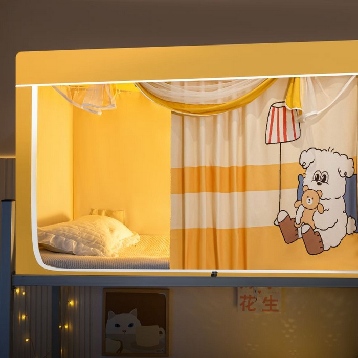 91家纺网 家纺一手货源 找家纺 爱上家居 2025新款遮光防蚊卡通学生蚊帐 布丁小狗