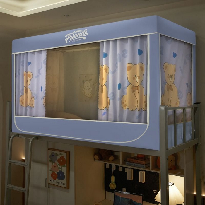 91家纺网 家纺一手货源 找家纺 爱上家居 2025新款遮光防蚊卡通学生蚊帐 泰迪熊