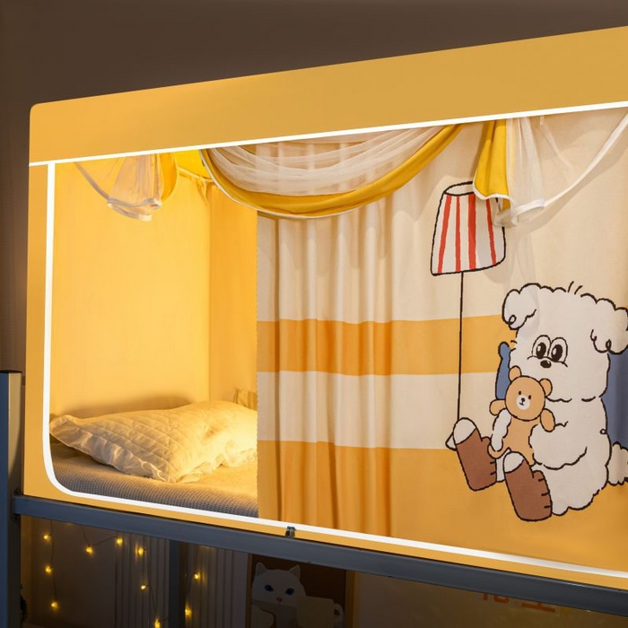 91家纺网 家纺一手货源 找家纺 爱上家居 2025新款遮光防蚊卡通学生蚊帐 布丁小狗