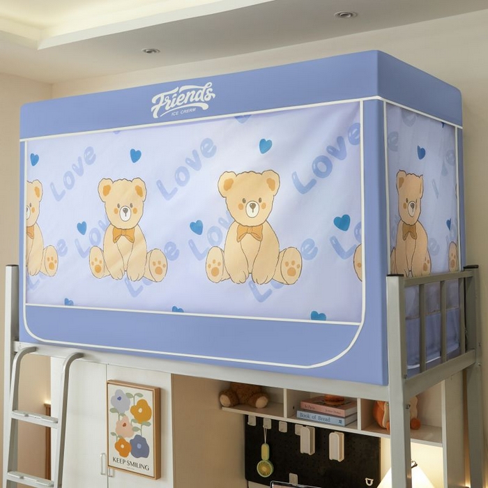 91家纺网 家纺一手货源 找家纺 爱上家居 2025新款遮光防蚊卡通学生蚊帐 泰迪熊