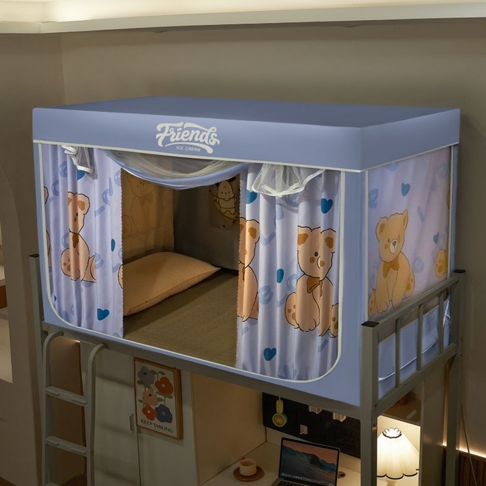 91家纺网 家纺一手货源 找家纺 爱上家居 2025新款遮光防蚊卡通学生蚊帐 泰迪熊