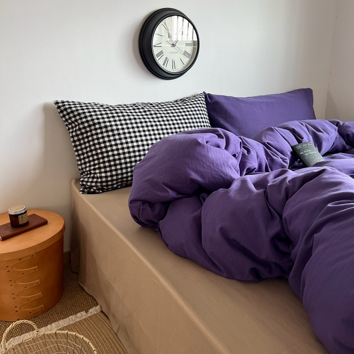 91家纺网 家纺一手货源 找家纺 蜜宿 2025新款全棉人字纹四件套（紫萝奶咖） 紫萝奶咖（黑小格混搭紫萝）