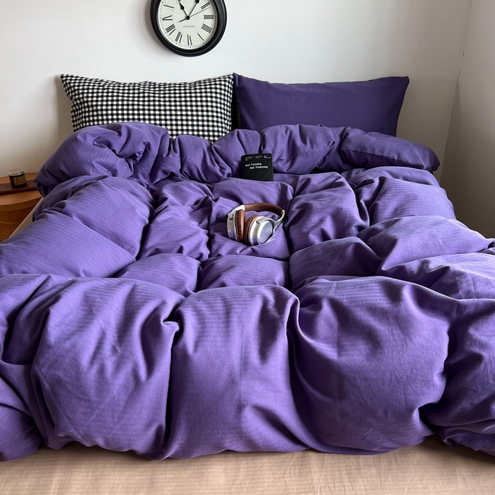 （总）蜜宿 2025新款全棉人字纹四件套（紫萝奶咖）