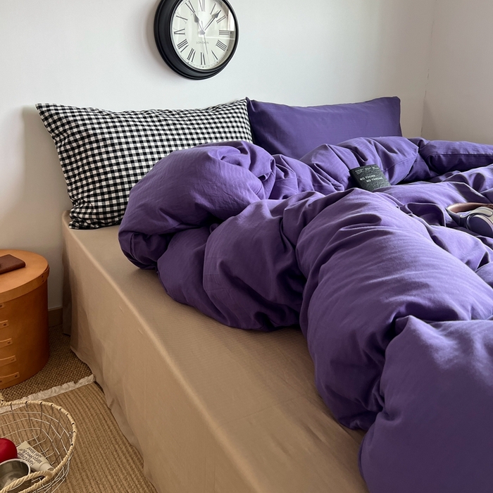 91家纺网 家纺一手货源 找家纺 蜜宿 2025新款全棉人字纹四件套（紫萝奶咖） 紫萝奶咖（黑小格混搭紫萝）