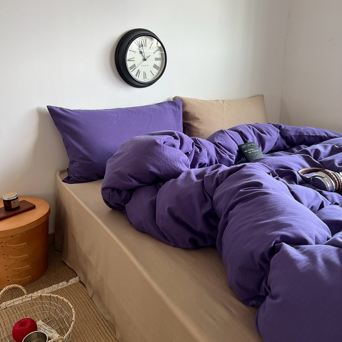 91家纺网 家纺一手货源 找家纺 蜜宿 2025新款全棉人字纹四件套（紫萝奶咖） 紫萝奶咖（纯色混搭）