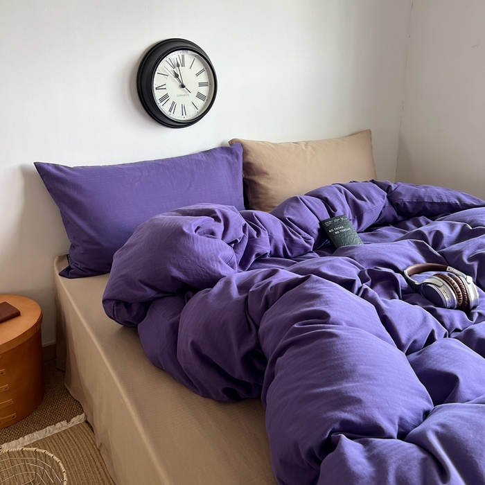 91家纺网 家纺一手货源 找家纺 蜜宿 2025新款全棉人字纹四件套（紫萝奶咖） 紫萝奶咖（纯色混搭）