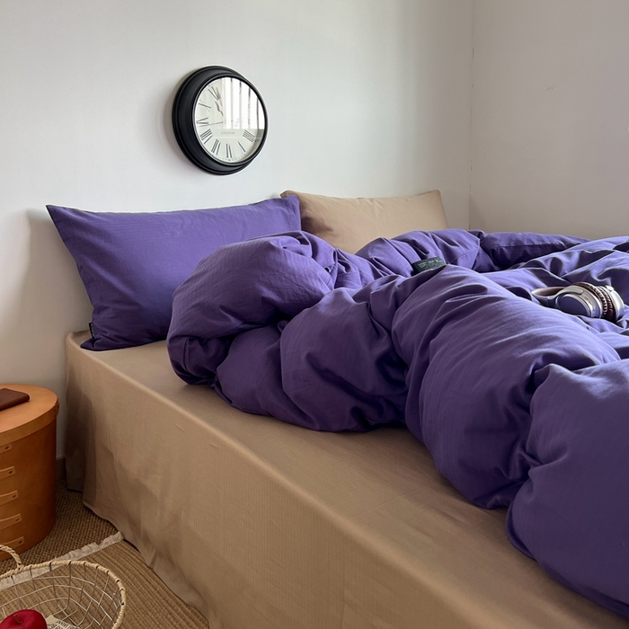 91家纺网 家纺一手货源 找家纺 蜜宿 2025新款全棉人字纹四件套（紫萝奶咖） 紫萝奶咖（纯色混搭）