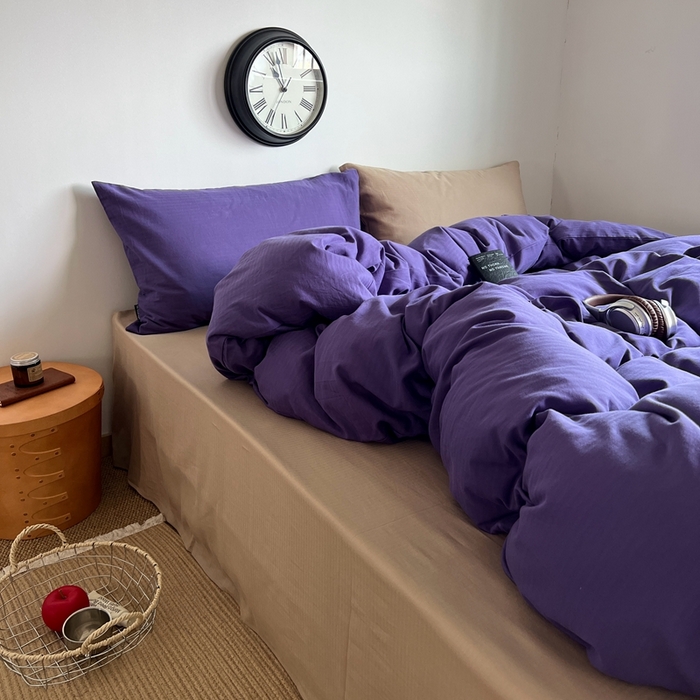 91家纺网 家纺一手货源 找家纺 蜜宿 2025新款全棉人字纹四件套（紫萝奶咖） 紫萝奶咖（纯色混搭）