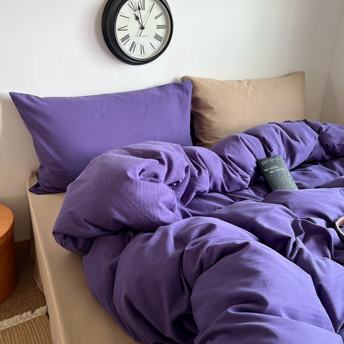 91家纺网 家纺一手货源 找家纺 蜜宿 2025新款全棉人字纹四件套（紫萝奶咖） 紫萝奶咖（纯色混搭）