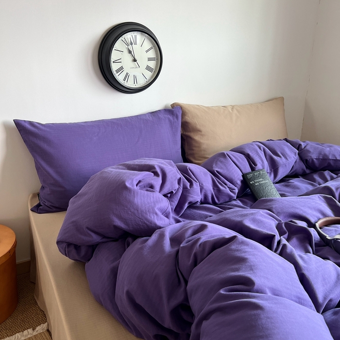 91家纺网 家纺一手货源 找家纺 蜜宿 2025新款全棉人字纹四件套（紫萝奶咖） 紫萝奶咖（纯色混搭）