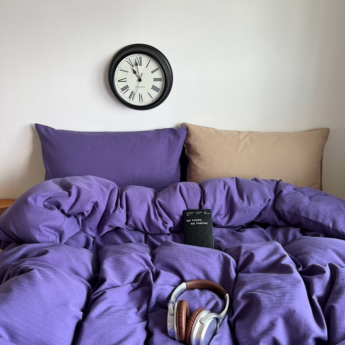 91家纺网 家纺一手货源 找家纺 蜜宿 2025新款全棉人字纹四件套（紫萝奶咖） 紫萝奶咖（纯色混搭）