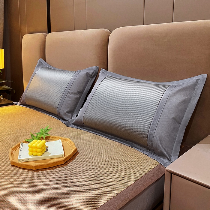 雨彤家纺 2025新款冰藤单人枕套 灰色冰藤