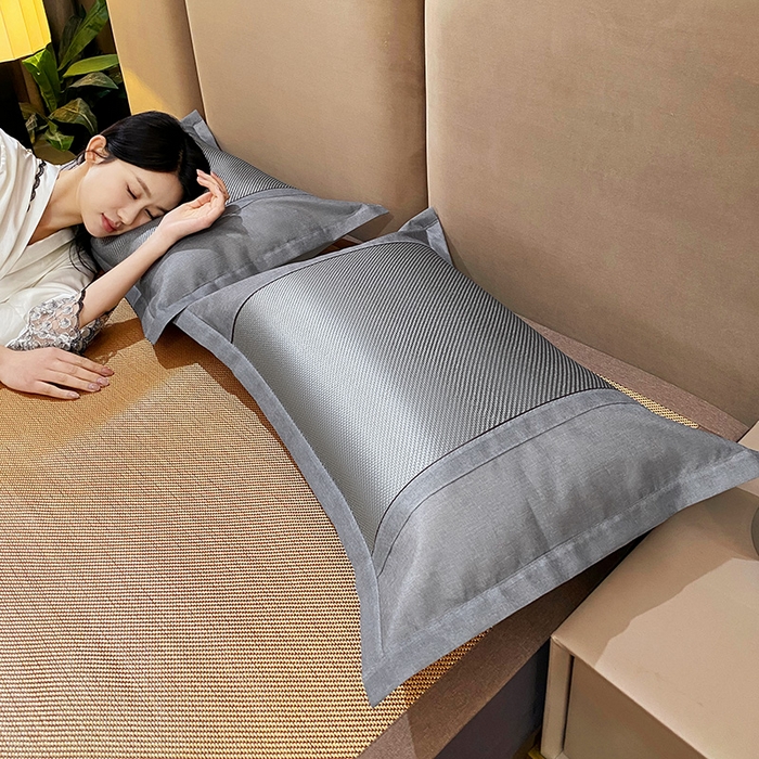 91家纺网 家纺一手货源 找家纺 雨彤家纺 2025新款冰藤单人枕套 灰色冰藤