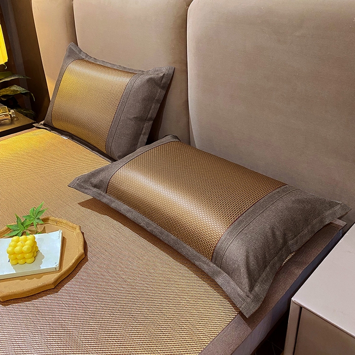 91家纺网 家纺一手货源 找家纺 雨彤家纺 2025新款冰藤单人枕套 咖色冰藤