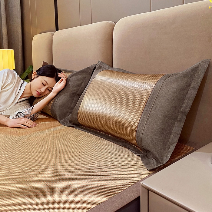 91家纺网 家纺一手货源 找家纺 雨彤家纺 2025新款冰藤单人枕套 咖色冰藤