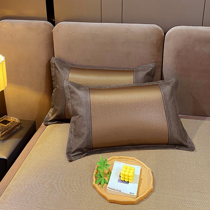 91家纺网 家纺一手货源 找家纺 雨彤家纺 2025新款冰藤单人枕套 咖色冰藤