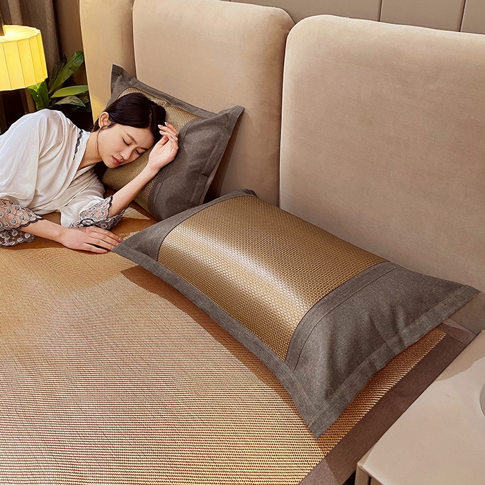 91家纺网 家纺一手货源 找家纺 雨彤家纺 2025新款冰藤单人枕套 咖色冰藤