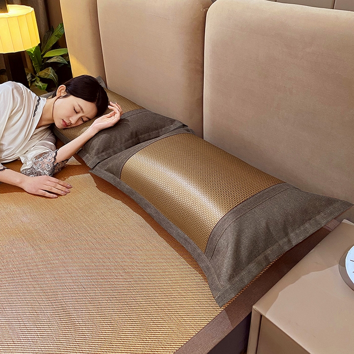 91家纺网 家纺一手货源 找家纺 雨彤家纺 2025新款冰藤单人枕套 咖色冰藤