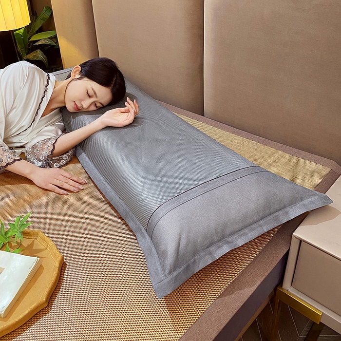 91家纺网 家纺一手货源 找家纺 雨彤家纺 2025新款冰藤双人长枕套 灰色冰藤