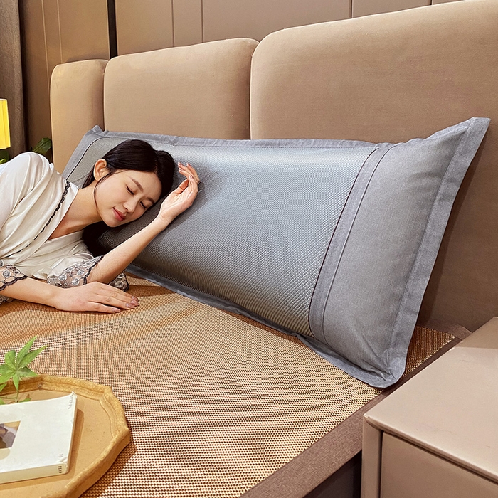 91家纺网 家纺一手货源 找家纺 雨彤家纺 2025新款冰藤双人长枕套 灰色冰藤