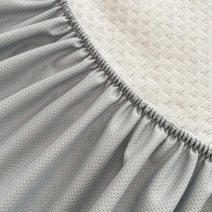 91家纺网 家纺一手货源 找家纺 恋佳居2025新款A类乙伦PE凉豆豆毛巾绣床笠冰丝席（床笠款） 比翼双飞—灰