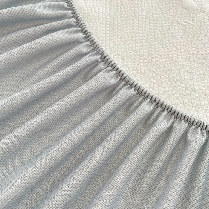 91家纺网 家纺一手货源 找家纺 恋佳居2025新款A类乙伦PE凉豆豆毛巾绣床笠冰丝席（床笠款） 樱桃—豆绿