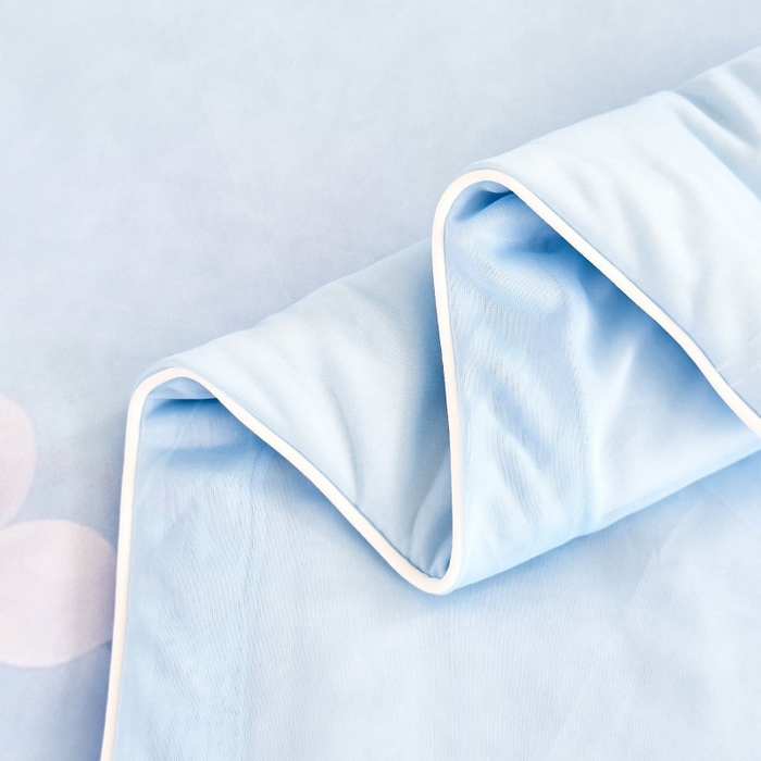 91家纺网 家纺一手货源 找家纺 苹果星家纺 2025新款5D数码印花凉干丝床裙床盖凉席夏被四件套 蓝蝶