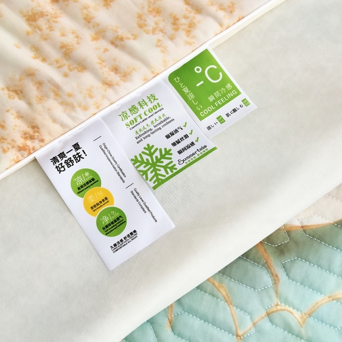 91家纺网 家纺一手货源 找家纺 苹果星家纺 2025新款5D数码印花凉干丝床裙床盖凉席夏被四件套 云栖花影