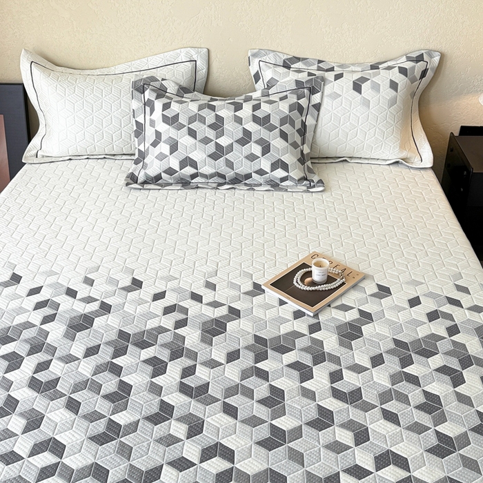 91家纺网 家纺一手货源 找家纺 （总）若未家居 LOVEWE HOUSE 2025新款800克进口高分子100%乙纶PE冷凝凉感软席凉席渐变色织提花系列床笠-床笠款