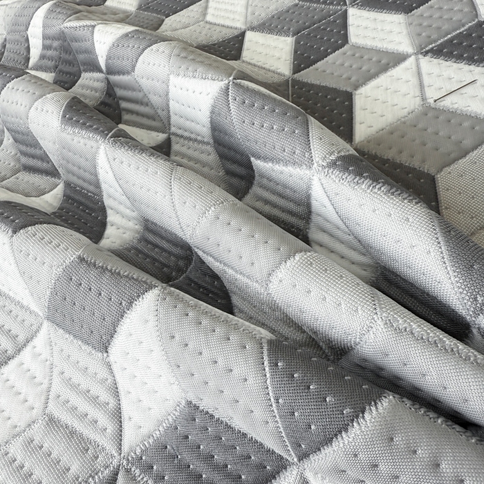 91家纺网 家纺一手货源 找家纺 若未家居 LOVEWE HOUSE 2025新款800克进口高分子100%乙纶PE冷凝凉感软席凉席渐变色织提花系列床笠-床笠款 魔方-玄灰