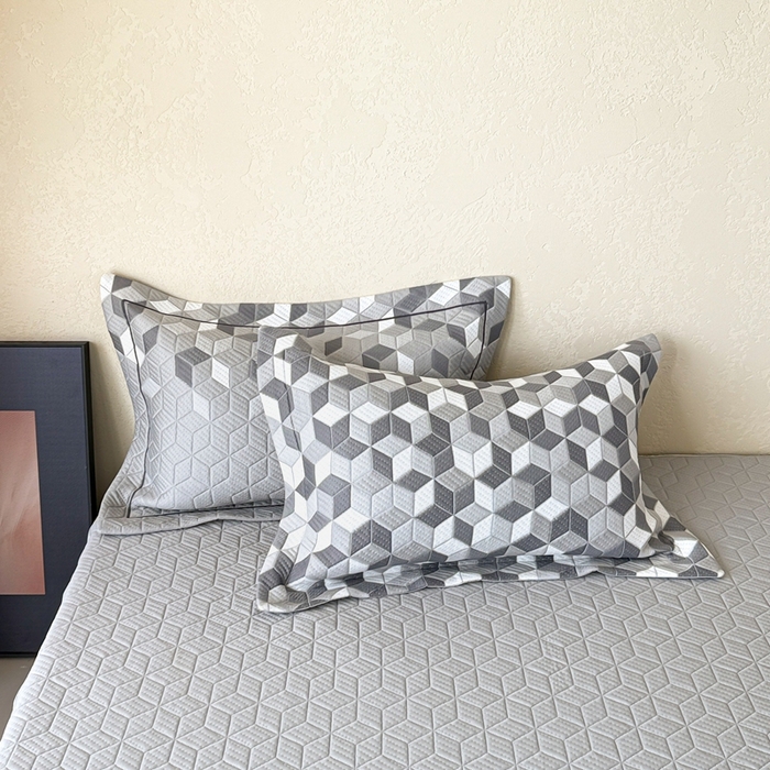 91家纺网 家纺一手货源 找家纺 若未家居 LOVEWE HOUSE 2025新款800克进口高分子100%乙纶PE冷凝凉感软席凉席渐变色织提花系列床笠-床笠款 魔方-玄灰