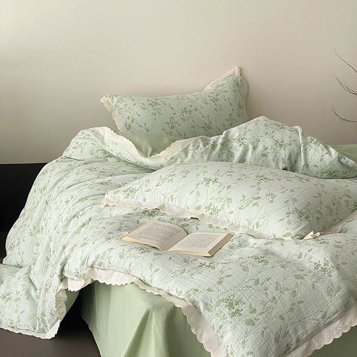 91家纺网 家纺一手货源 找家纺 （总）梦享生活家居 2025新款双层纱花边四件套