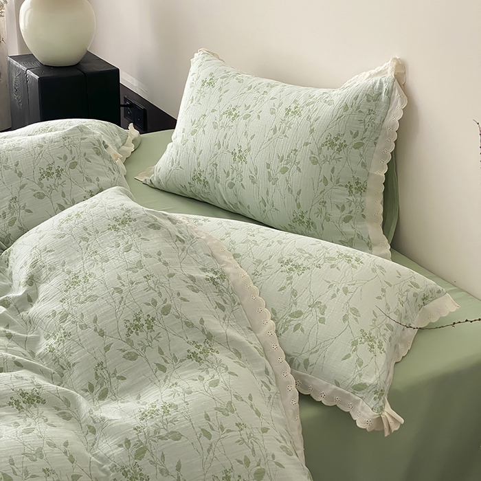 91家纺网 家纺一手货源 找家纺 （总）梦享生活家居 2025新款双层纱花边四件套