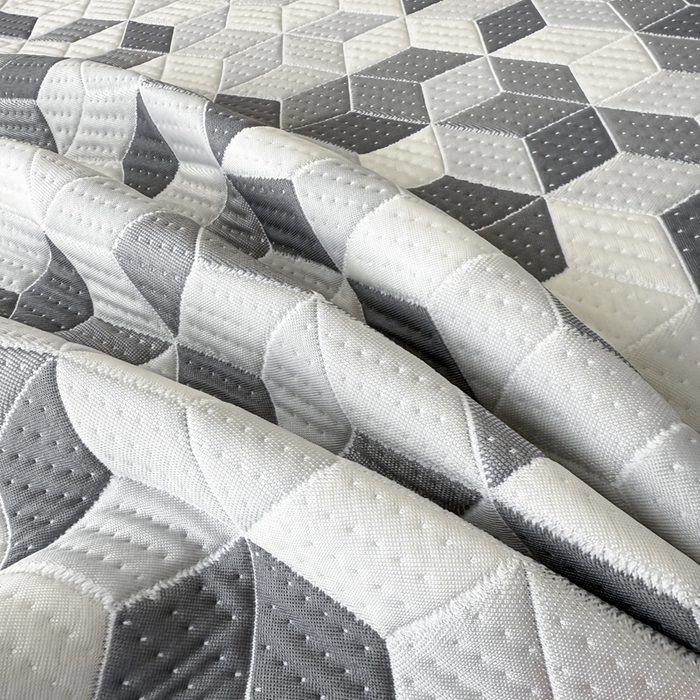 91家纺网 家纺一手货源 找家纺 若未家居 LOVEWE HOUSE 2025新款800克进口高分子100%乙纶PE冷凝凉感软席凉席渐变色织提花系列床笠-床笠款 魔方-白