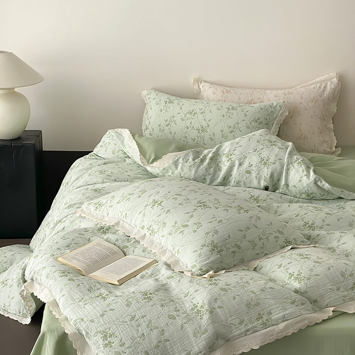 91家纺网 家纺一手货源 找家纺 （总）梦享生活家居 2025新款双层纱花边四件套