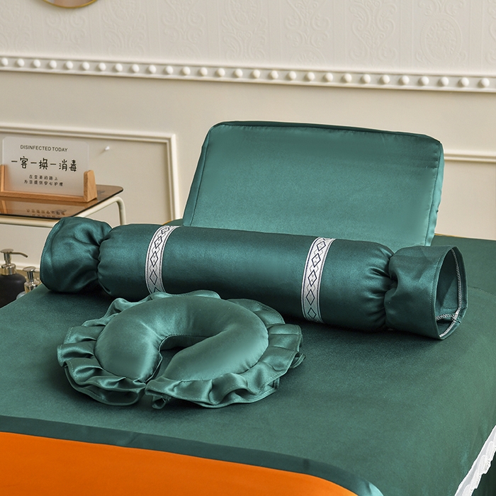 91家纺网 家纺一手货源 找家纺 莉人坊 2025新款高精密贵妃缎花边美床罩 贵妃缎花边黛绿