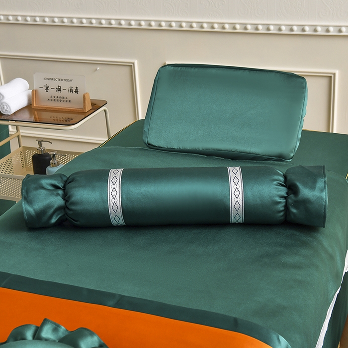 91家纺网 家纺一手货源 找家纺 莉人坊 2025新款高精密贵妃缎花边美床罩 贵妃缎花边黛绿