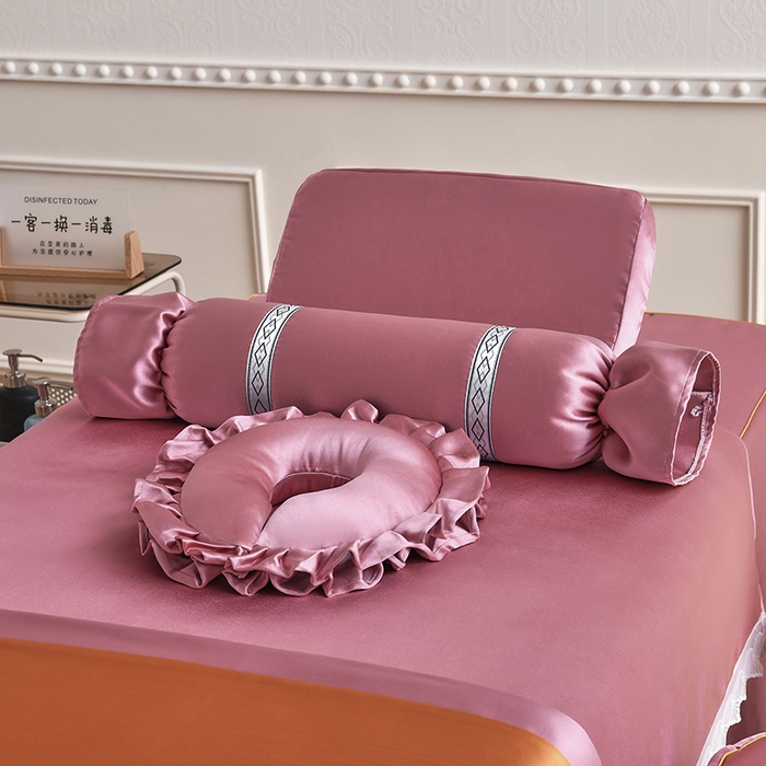 91家纺网 家纺一手货源 找家纺 莉人坊 2025新款高精密贵妃缎花边美床罩 贵妃缎花边粉色