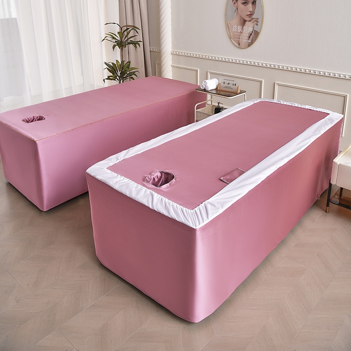 91家纺网 家纺一手货源 找家纺 莉人坊 2025新款高精密贵妃缎花边美床罩 贵妃缎花边粉色