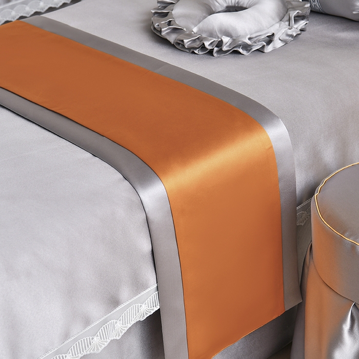 91家纺网 家纺一手货源 找家纺 莉人坊 2025新款高精密贵妃缎花边美床罩 贵妃缎花边灰色