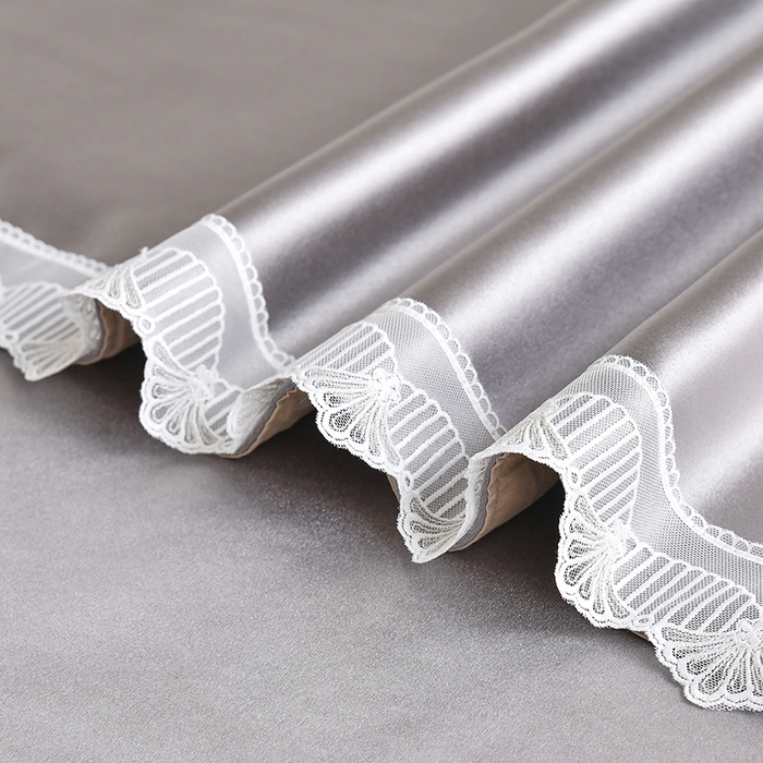 91家纺网 家纺一手货源 找家纺 莉人坊 2025新款高精密贵妃缎花边美床罩 贵妃缎花边灰色
