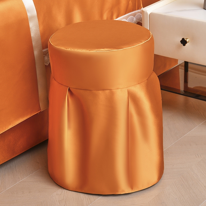 91家纺网 家纺一手货源 找家纺 莉人坊 2025新款高精密贵妃缎花边美床罩 贵妃缎花边橘色